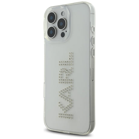 Husa de protectie Karl Lagerfeld IML Rhinestones (KLHCP16LHKLSTDCT) compatibil cu iPhone 16 Pro, Transparent Logo