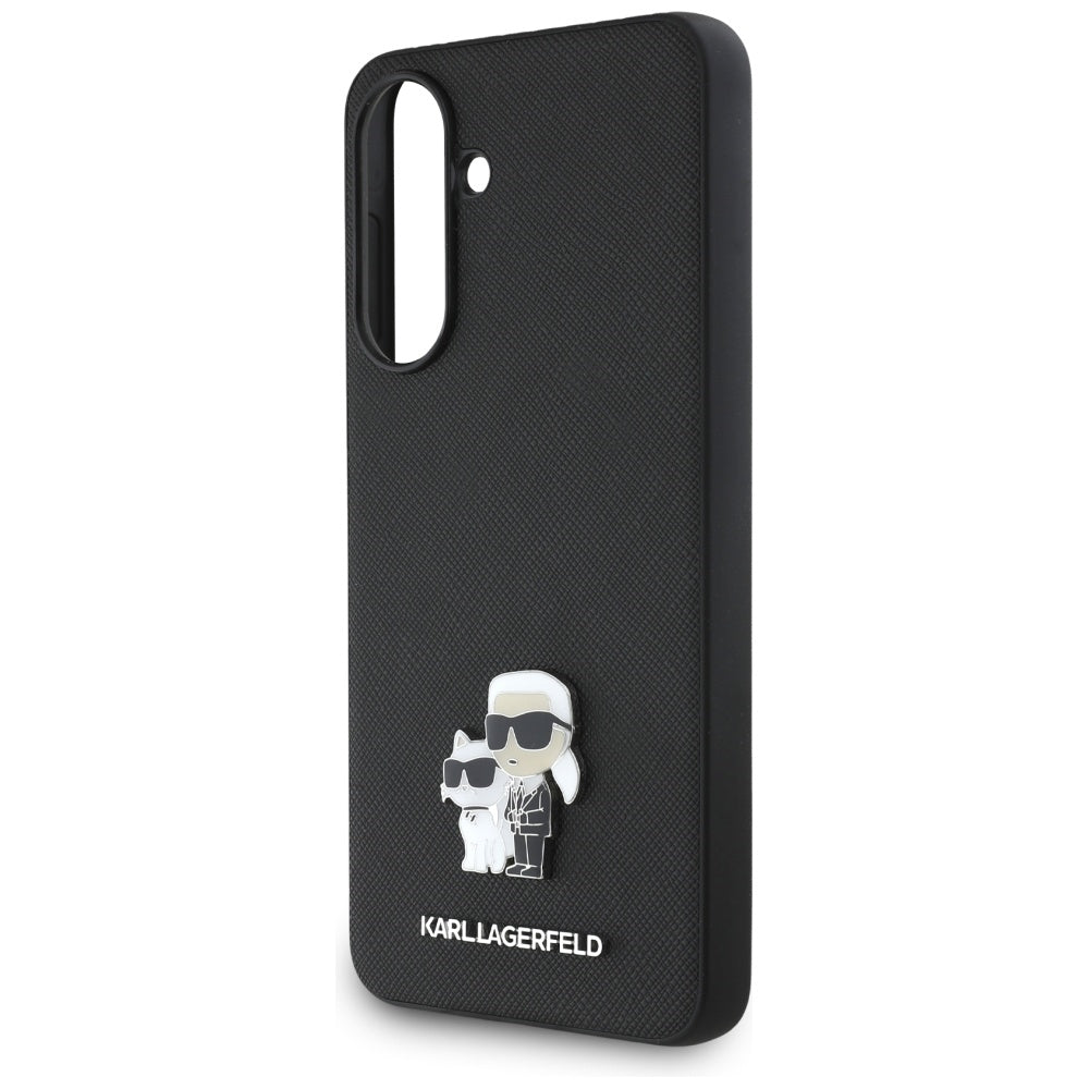 Husa de protectie Karl Lagerfeld Saffiano (KLHCSA36PSAKCMPK) compatibil cu Samsung Galaxy A36 5G, Karl&Choupette Metal Pin