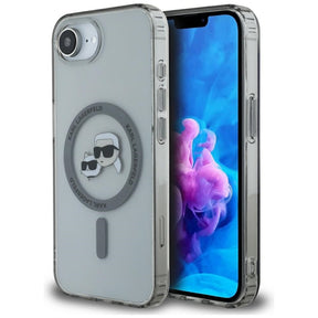 Husa de protectie Karl Lagerfeld IML MagSafe (KLHMPSE4HLSKCK) compatibil cu iPhone 16e / iPhone 17e, Metal Karl&Choupette Head