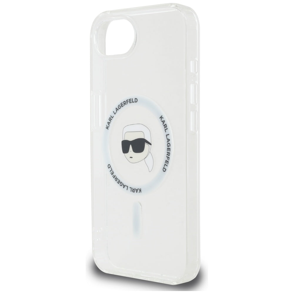Husa de protectie Karl Lagerfeld IML MagSafe (KLHMPSE4HLSKIH) compatibil cu iPhone 16e / iPhone 17e - White Karl`s Head