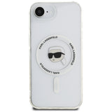 Husa de protectie Karl Lagerfeld IML MagSafe (KLHMPSE4HLSKIH) compatibil cu iPhone 16e / iPhone 17e - White Karl`s Head