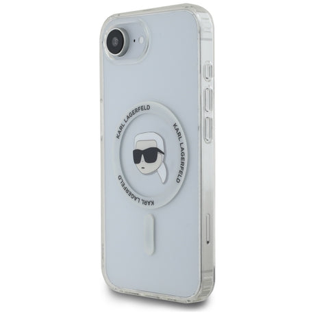 Husa de protectie Karl Lagerfeld IML MagSafe (KLHMPSE4HLSKIH) compatibil cu iPhone 16e / iPhone 17e - White Karl`s Head
