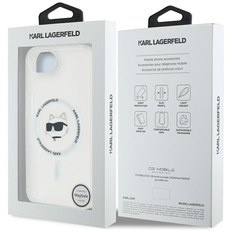 Husa de protectie Karl Lagerfeld IML MagSafe (KLHMPSE4HLSCHH) compatibil cu iPhone 16e / iPhone 17e, Alb Choupette`S Head