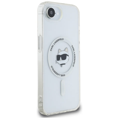Husa de protectie Karl Lagerfeld IML MagSafe (KLHMPSE4HLSCHH) compatibil cu iPhone 16e / iPhone 17e, Alb Choupette`S Head