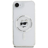 Husa de protectie Karl Lagerfeld IML MagSafe (KLHMPSE4HLSCHH) compatibil cu iPhone 16e / iPhone 17e, Alb Choupette`S Head