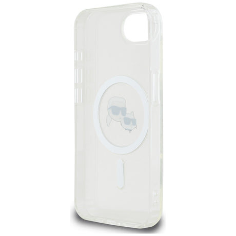 Husa de protectie Karl Lagerfeld IML MagSafe (KLHMPSE4HLSKCH) compatibil cu iPhone 16e / iPhone 17e, Alb Metal Karl&Choupette Head