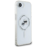 Husa de protectie Karl Lagerfeld IML MagSafe (KLHMPSE4HLSKCH) compatibil cu iPhone 16e / iPhone 17e, Alb Metal Karl&Choupette Head