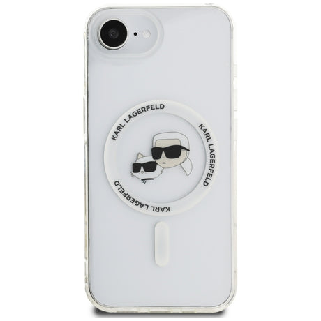 Husa de protectie Karl Lagerfeld IML MagSafe (KLHMPSE4HLSKCH) compatibil cu iPhone 16e / iPhone 17e, Alb Metal Karl&Choupette Head