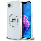 Husa de protectie Karl Lagerfeld IML MagSafe (KLHMPSE4HLSKCH) compatibil cu iPhone 16e / iPhone 17e, Alb Metal Karl&Choupette Head