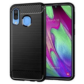 Husa de protectie Techsuit Carbon Silicone compatibil cu Samsung Galaxy A40, Negru
