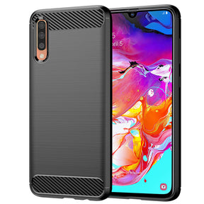 Husa de protectie Techsuit Carbon Silicone compatibil cu Samsung Galaxy A70 / A70s, Negru