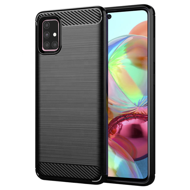 Husa de protectie Techsuit Carbon Silicone compatibil cu Samsung Galaxy A71 4G, Negru