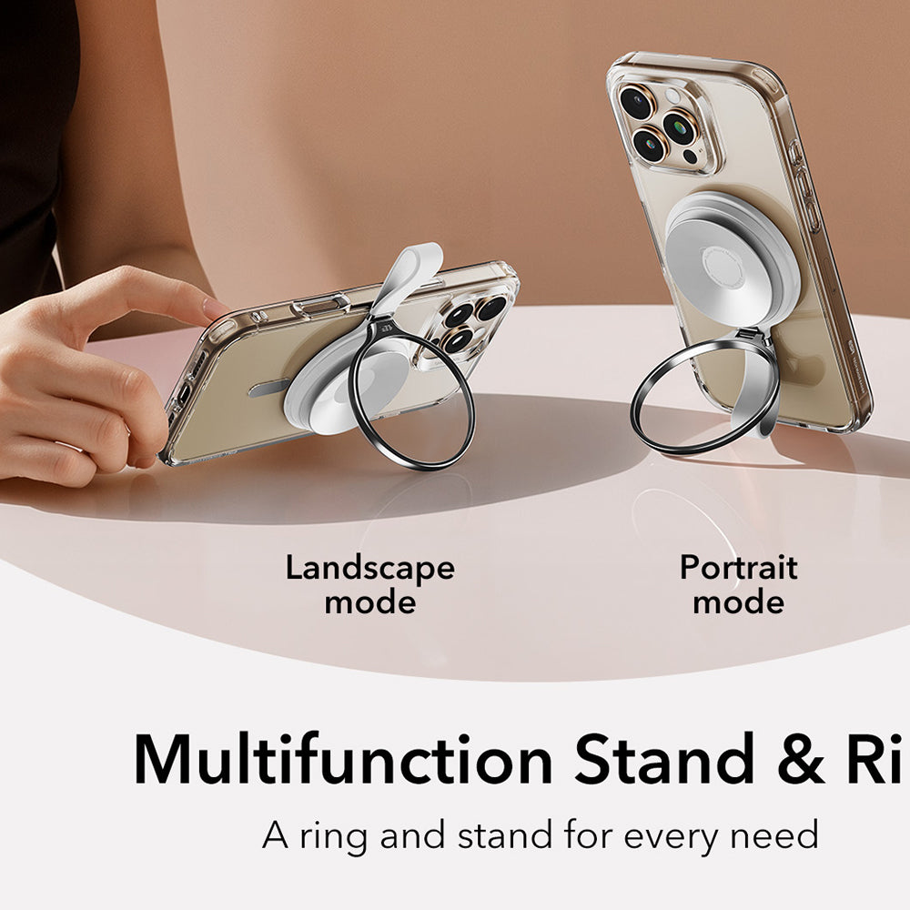 Suport ESR Suction Phone HaloLock (2K6500201), Hands-Free Mirror Phone Stand, Magnetic, 360° Rotation Ring, Alb
