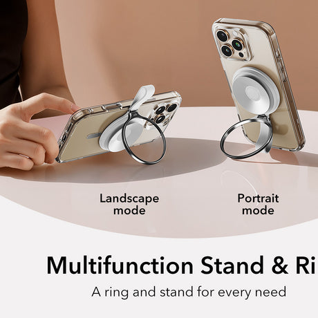 Suport ESR Suction Phone HaloLock (2K6500201), Hands-Free Mirror Phone Stand, Magnetic, 360° Rotation Ring, Alb