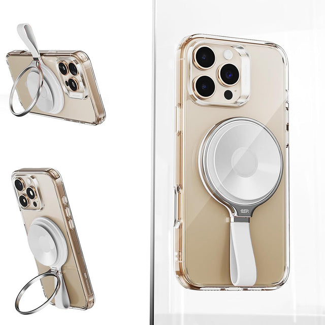 Suport ESR Suction Phone HaloLock (2K6500201), Hands-Free Mirror Phone Stand, Magnetic, 360° Rotation Ring, Alb