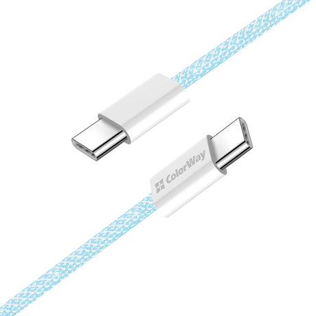 Cablu ColorWay (CW-CBPDCC061-BL), for MacBook Pro, Type-C to Type-C, PD Fast Charging 60W, 3A, Nylon, 1m, Albastru