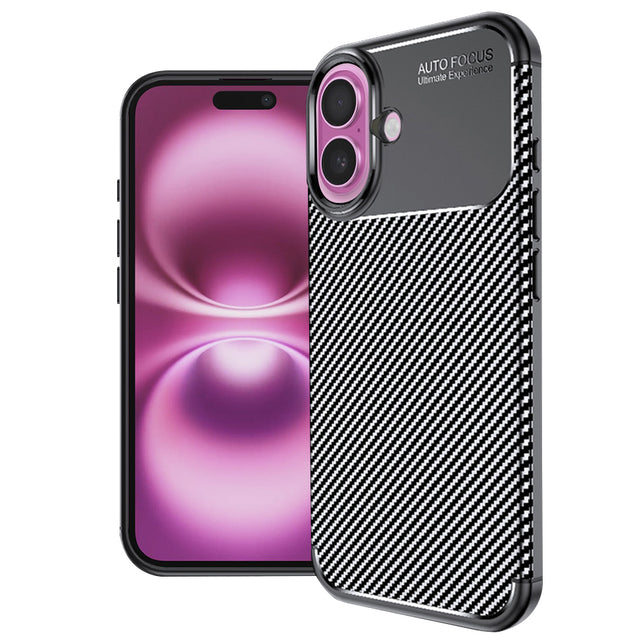 Husa de protectie Techsuit CarbonFiber compatibil cu iPhone 16 Plus, Negru