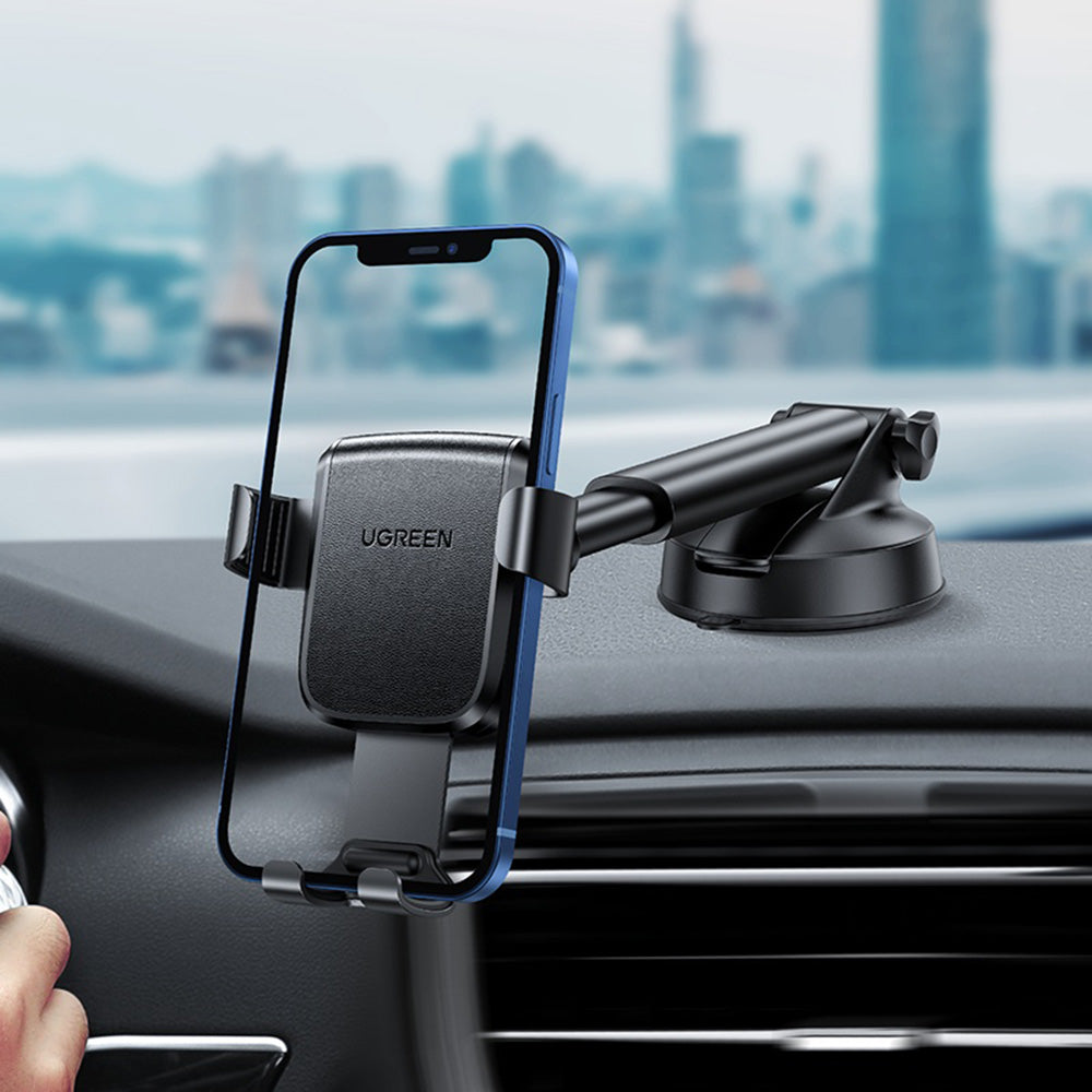 Suport Ugreen Gravity Phone LP200 (60990B), for Dashboard, Suction Cup, Telescopic Arm, 360°, for 4.7" - , Negru