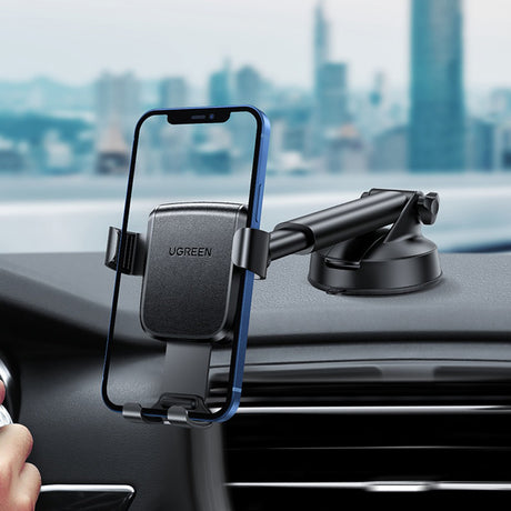 Suport Ugreen Gravity Phone LP200 (60990B), for Dashboard, Suction Cup, Telescopic Arm, 360°, for 4.7" - , Negru