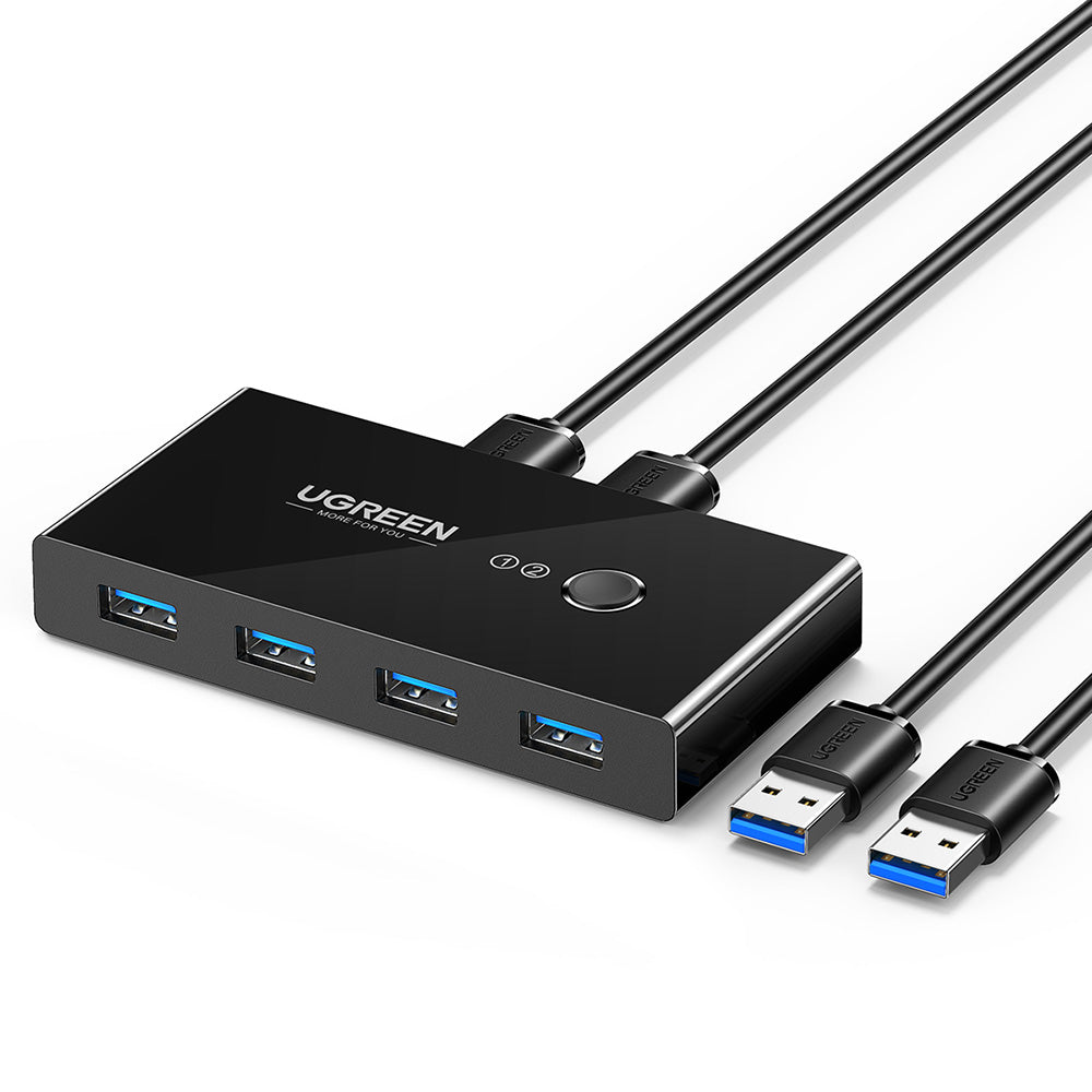 Hub/Dock Ugreen Docking Station Sharing Switch Box US216 (30768), 4x USB-A, 2x USB Cable, Plug & Play, LED, 5Gb/s, 1.5m, Negru