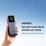 Baterie externa Ugreen PB722 (35525B), Fast Charging, Digital Display, 25000mAh, USB, 2x Type-C, 200W, QC, PD, 5V/3A, Gri