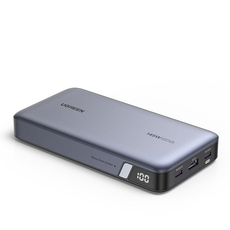 Baterie externa Ugreen PB205 (90597A), Fast Charge, Digital Display, 25000mAh, USB, 2x Type-C, PD3.0, 145W, 5V/3A, Gri Spatial