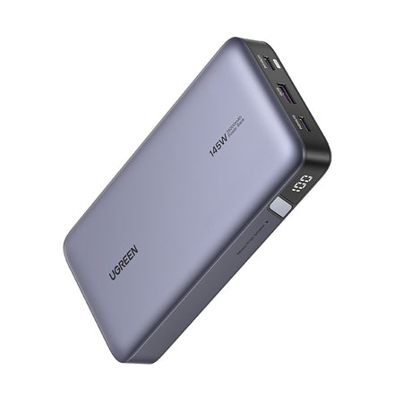 Baterie externa Ugreen PB205 (90597A), Fast Charge, Digital Display, 25000mAh, USB, 2x Type-C, PD3.0, 145W, 5V/3A, Gri Spatial