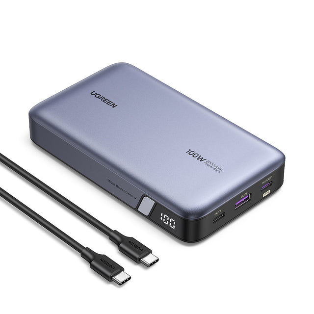 Baterie externa Ugreen PB720 (25188), Two-way Fast Charging, Digital Display, 20000mAh, USB, Type-C, 100W, 5V/3A, Negru