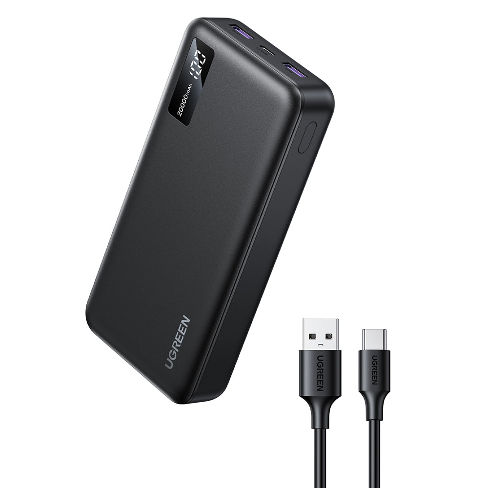Baterie externa Ugreen PB312 (25683), Fast Charging, Digital Display, 20000mAh, 2x USB, 2x Type-C, PD3.0, 5V/3A, Negru
