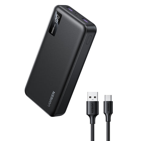 Baterie externa Ugreen PB312 (25683), Fast Charging, Digital Display, 20000mAh, 2x USB, 2x Type-C, PD3.0, 5V/3A, Negru