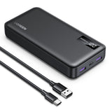 Baterie externa Ugreen PB312 (25683), Fast Charging, Digital Display, 20000mAh, 2x USB, 2x Type-C, PD3.0, 5V/3A, Negru