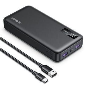 Baterie externa Ugreen PB312 (25683), Fast Charging, Digital Display, 20000mAh, 2x USB, 2x Type-C, PD3.0, 5V/3A, Negru