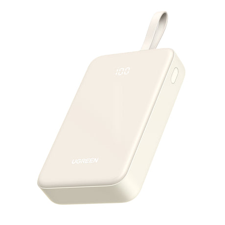 Baterie externa Ugreen PB505 (35340), Fast Charging, 20000mAh, USB, USB-C, Built-in Type-C Cable, 22.5W, 5V/3A, Bej