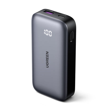 Baterie externa Ugreen PB502 (25185), Fast Charging, with Digital Display, 10000mAh, USB, Type-C, 30W, 5V/3A, Gri