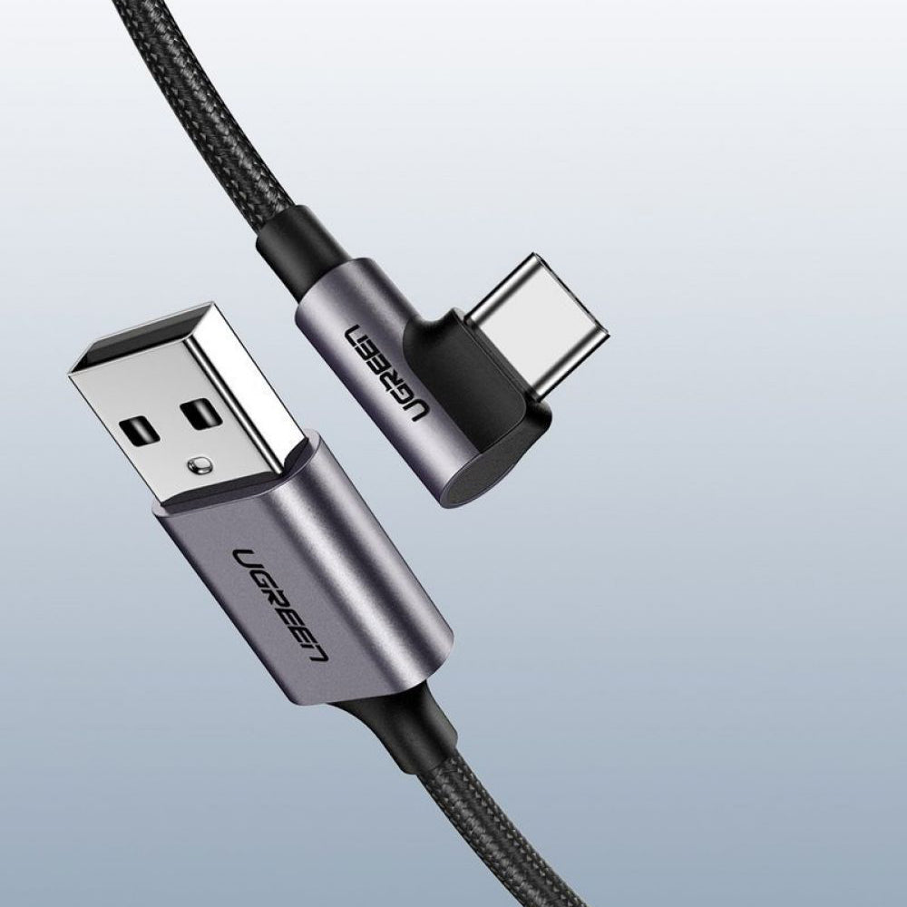 Cablu Ugreen Right Angle US284 (50942), USB-C, 18W 3A, 2m, Gri