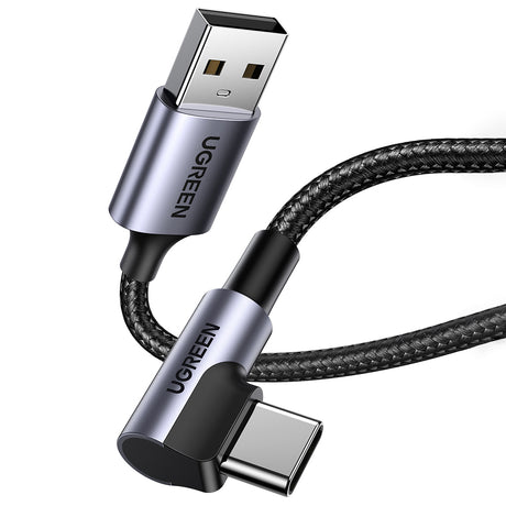Cablu Ugreen Right Angle US284 (50942), USB-C, 18W 3A, 2m, Gri