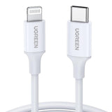 Cablu Ugreen US171 (10493), for iPhone, iPad, Fast Charge, USB-C to Lightning, 3A, 480Mbps, MFI Certified, 1m, Alb