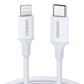 Cablu Ugreen US171 (10493), for iPhone, iPad, Fast Charge, USB-C to Lightning, 3A, 480Mbps, MFI Certified, 1m, Alb