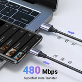 Cablu Ugreen US288 (60126), USB to Type-C, Fast Charging, 3A, 18W, 480Mbps, Nylon Braided, 1m, Gri Spatial