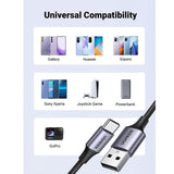 Cablu Ugreen US288 (60126), USB to Type-C, Fast Charging, 3A, 18W, 480Mbps, Nylon Braided, 1m, Gri Spatial