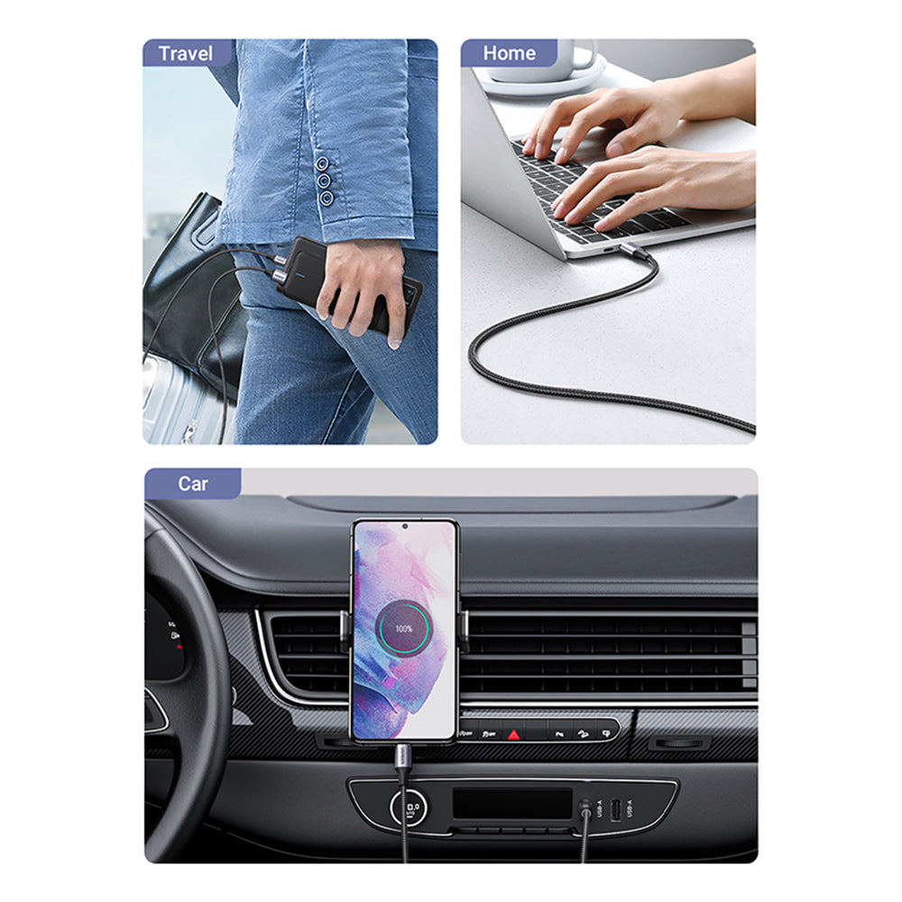 Cablu Ugreen US288 (60126), USB to Type-C, Fast Charging, 3A, 18W, 480Mbps, Nylon Braided, 1m, Gri Spatial