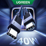 Cablu Ugreen L513 (45067), USB-C to Type-C, Fast Charging, PD240W, 5A, 480Mbps, 1m, Gri Spatial