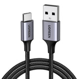 Cablu Ugreen US288 (60126), USB to Type-C, Fast Charging, 3A, 18W, 480Mbps, Nylon Braided, 1m, Gri Spatial
