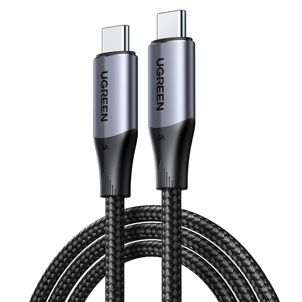 Cablu Ugreen US355 (80150), Type-C, Fast Charging, 100W, 5A, 4K, 10Gbps, Smart Chip, Audio-Video, Nylon, 1m, Negru