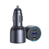 Incarcator Ugreen Car 3in1 EC703 (35024), Fast Charging, USB, 2x Type-C, USB, 75W, 3A, PD3.0, QC 3.0, Negru
