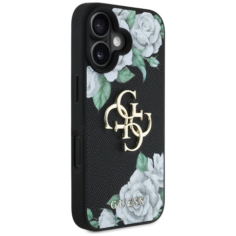 Husa de protectie Guess Hardcase 4G Grained Roses Big Logo (GUHCP16SPGROP4MK) compatibil cu iPhone 16, Negru