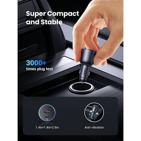 Incarcator Ugreen Car EC701 (35023), Fast Charging, Type-C, USB, 63W, 3A, PD3.0, QC 3.0, Negru