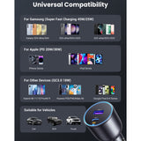 Incarcator Ugreen Car EC701 (35023), Fast Charging, Type-C, USB, 63W, 3A, PD3.0, QC 3.0, Negru