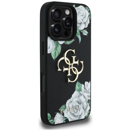 Husa de protectie Guess Hardcase 4G Grained Roses Big Logo (GUHCP16XPGROP4MK) compatibil cu iPhone 16 Pro Max, Negru