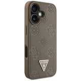 Husa de protectie Guess Peony Grained Hot Stamp Triangle MagSafe (GUHMP16SPGBTMW) compatibil cu iPhone 16, Maro